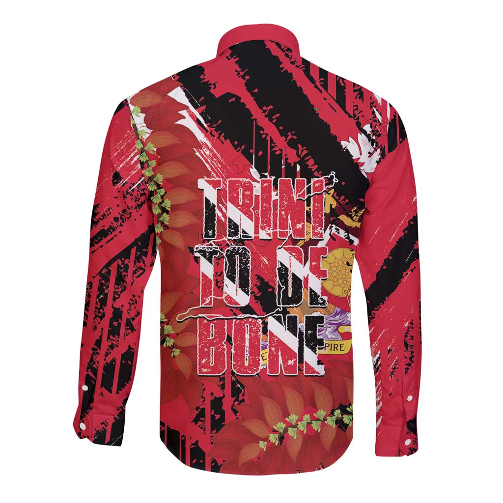 Trini To De Bone Long Sleeve Button Shirt Proud To Be Trinidad and Tobago - Wonder Print Shop