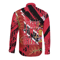 Trini To De Bone Long Sleeve Button Shirt Proud To Be Trinidad and Tobago - Wonder Print Shop