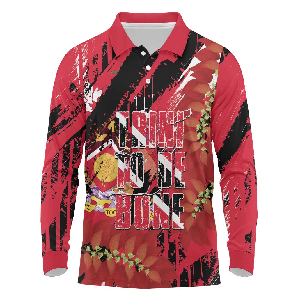 Trini To De Bone Long Sleeve Polo Shirt Proud To Be Trinidad and Tobago - Wonder Print Shop