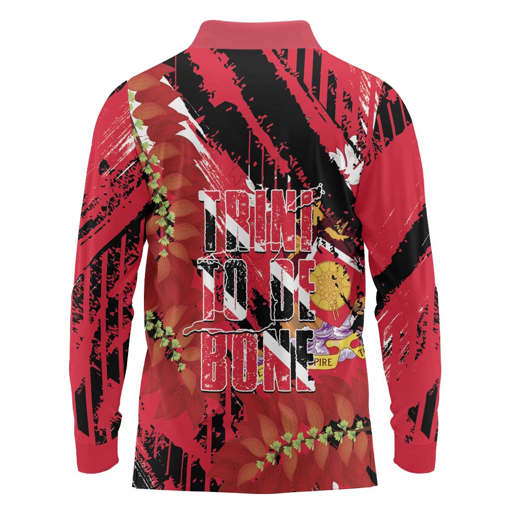 Trini To De Bone Long Sleeve Polo Shirt Proud To Be Trinidad and Tobago - Wonder Print Shop
