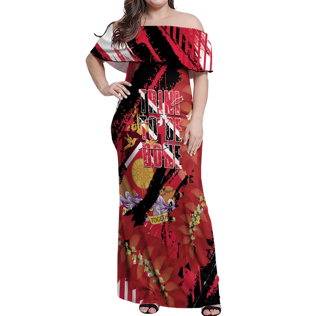 Trini To De Bone Off Shoulder Maxi Dress Proud To Be Trinidad and Tobago - Wonder Print Shop