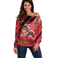 Trini To De Bone Off Shoulder Sweater Proud To Be Trinidad and Tobago - Wonder Print Shop