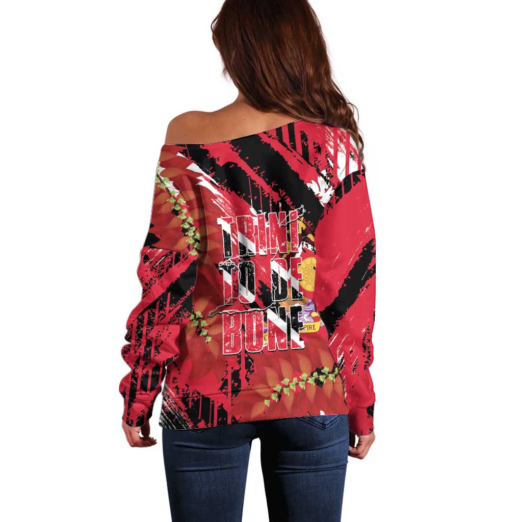 Trini To De Bone Off Shoulder Sweater Proud To Be Trinidad and Tobago - Wonder Print Shop