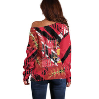Trini To De Bone Off Shoulder Sweater Proud To Be Trinidad and Tobago - Wonder Print Shop
