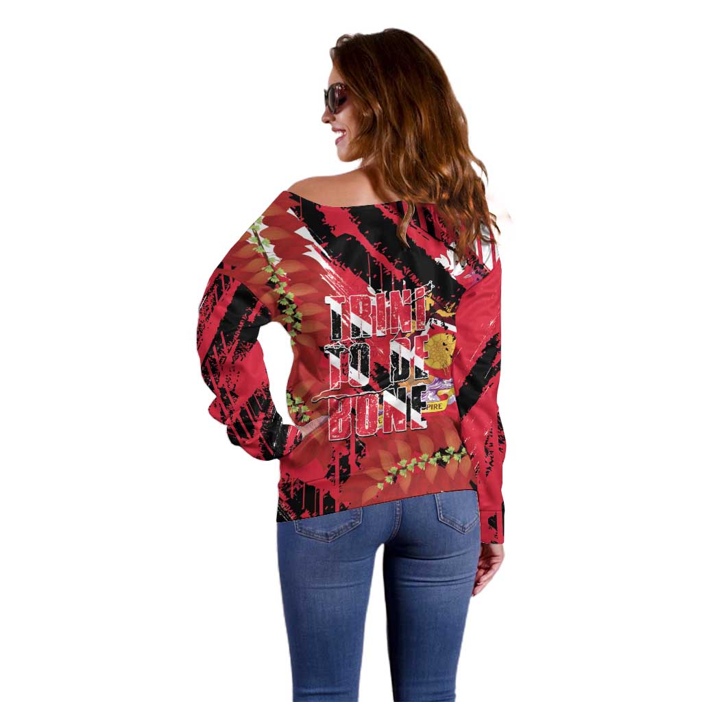 Trini To De Bone Off Shoulder Sweater Proud To Be Trinidad and Tobago - Wonder Print Shop