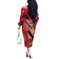 Trini To De Bone Off The Shoulder Long Sleeve Dress Proud To Be Trinidad and Tobago - Wonder Print Shop