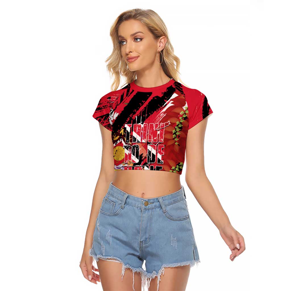Trini To De Bone Raglan Cropped T Shirt Proud To Be Trinidad and Tobago - Wonder Print Shop
