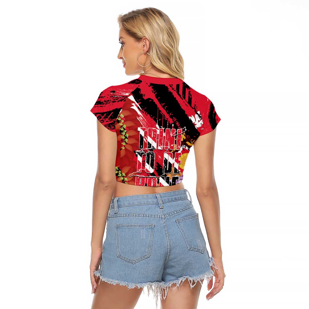 Trini To De Bone Raglan Cropped T Shirt Proud To Be Trinidad and Tobago - Wonder Print Shop