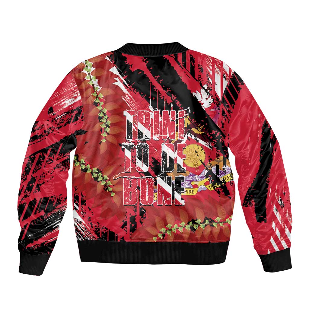 Trini To De Bone Sleeve Zip Bomber Jacket Proud To Be Trinidad and Tobago - Wonder Print Shop