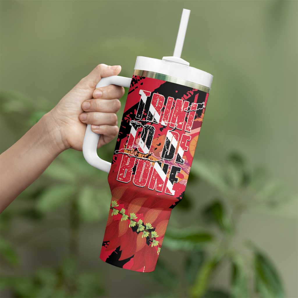 Trini To De Bone Tumbler With Handle Proud To Be Trinidad and Tobago - Wonder Print Shop