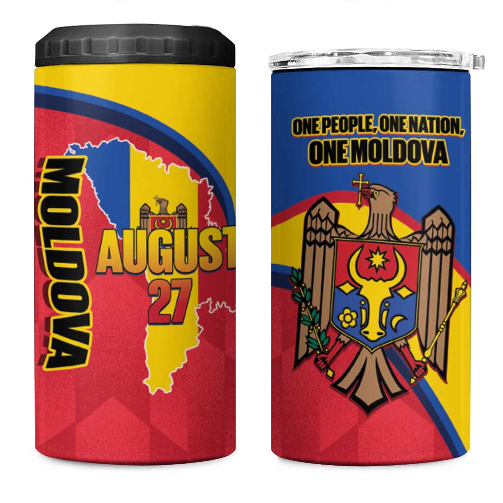 Moldova Independence Day 4 in 1 Can Cooler Tumbler August 27 One People One Nation - Wonder Print Shop