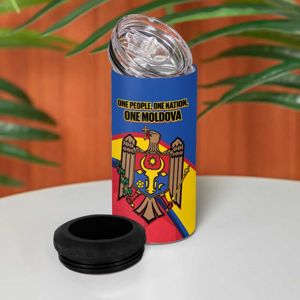 Moldova Independence Day 4 in 1 Can Cooler Tumbler August 27 One People One Nation - Wonder Print Shop