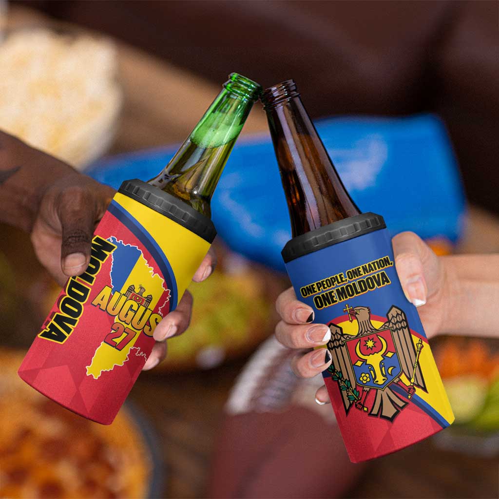 Moldova Independence Day 4 in 1 Can Cooler Tumbler August 27 One People One Nation - Wonder Print Shop