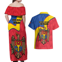 Moldova Independence Day Couples Matching Off Shoulder Maxi Dress and Hawaiian Shirt August 27 One People One Nation - Wonder Print Shop