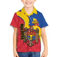 Moldova Independence Day Family Matching Off The Shoulder Long Sleeve Dress and Hawaiian Shirt August 27 One People One Nation - Wonder Print Shop