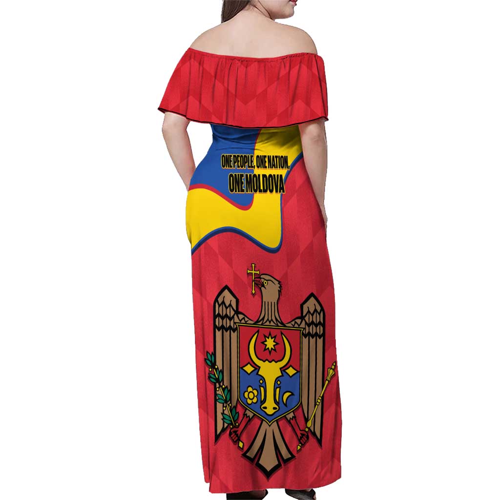 Moldova Independence Day Family Matching Off Shoulder Maxi Dress and Hawaiian Shirt August 27 One People One Nation - Wonder Print Shop