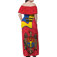 Moldova Independence Day Family Matching Off Shoulder Maxi Dress and Hawaiian Shirt August 27 One People One Nation - Wonder Print Shop