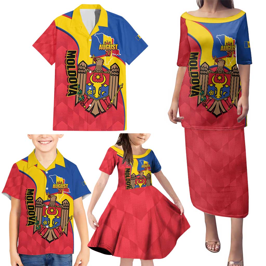 Moldova Independence Day Family Matching Puletasi and Hawaiian Shirt August 27 One People One Nation - Wonder Print Shop