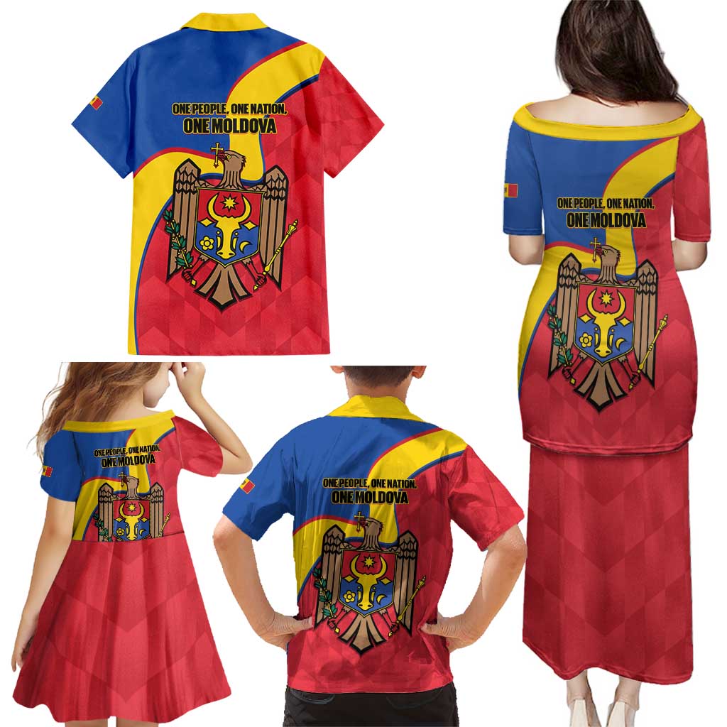 Moldova Independence Day Family Matching Puletasi and Hawaiian Shirt August 27 One People One Nation - Wonder Print Shop