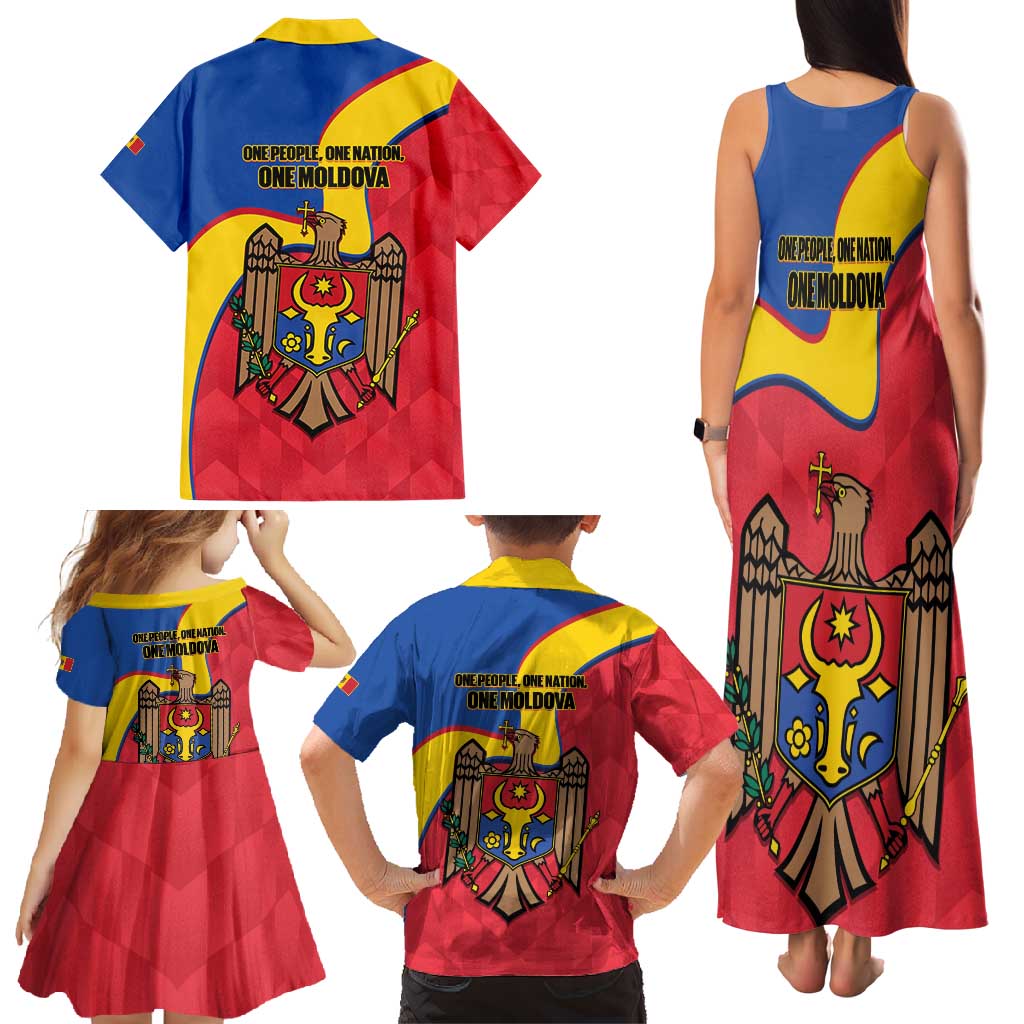 Moldova Independence Day Family Matching Tank Maxi Dress and Hawaiian Shirt August 27 One People One Nation - Wonder Print Shop