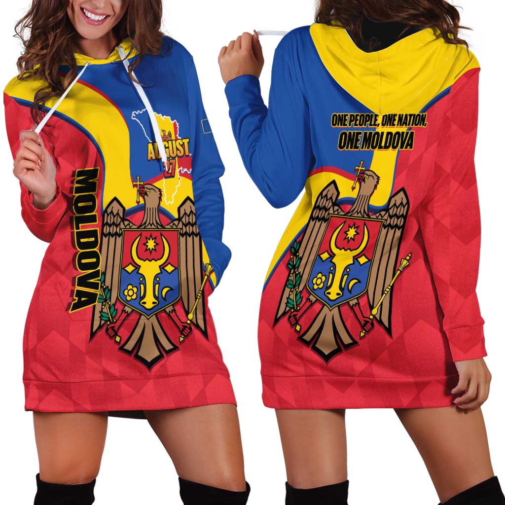 Moldova Independence Day Hoodie Dress August 27 One People One Nation - Wonder Print Shop