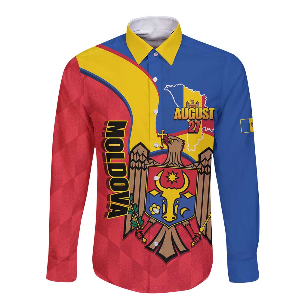 Moldova Independence Day Long Sleeve Button Shirt August 27 One People One Nation - Wonder Print Shop