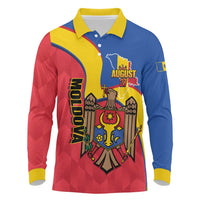 Moldova Independence Day Long Sleeve Polo Shirt August 27 One People One Nation - Wonder Print Shop