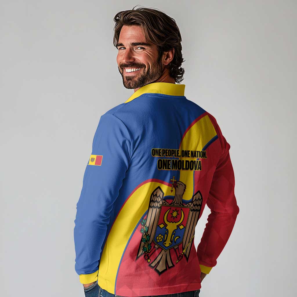Moldova Independence Day Long Sleeve Polo Shirt August 27 One People One Nation - Wonder Print Shop
