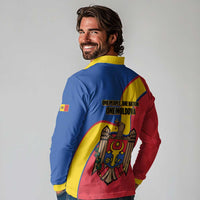 Moldova Independence Day Long Sleeve Polo Shirt August 27 One People One Nation - Wonder Print Shop
