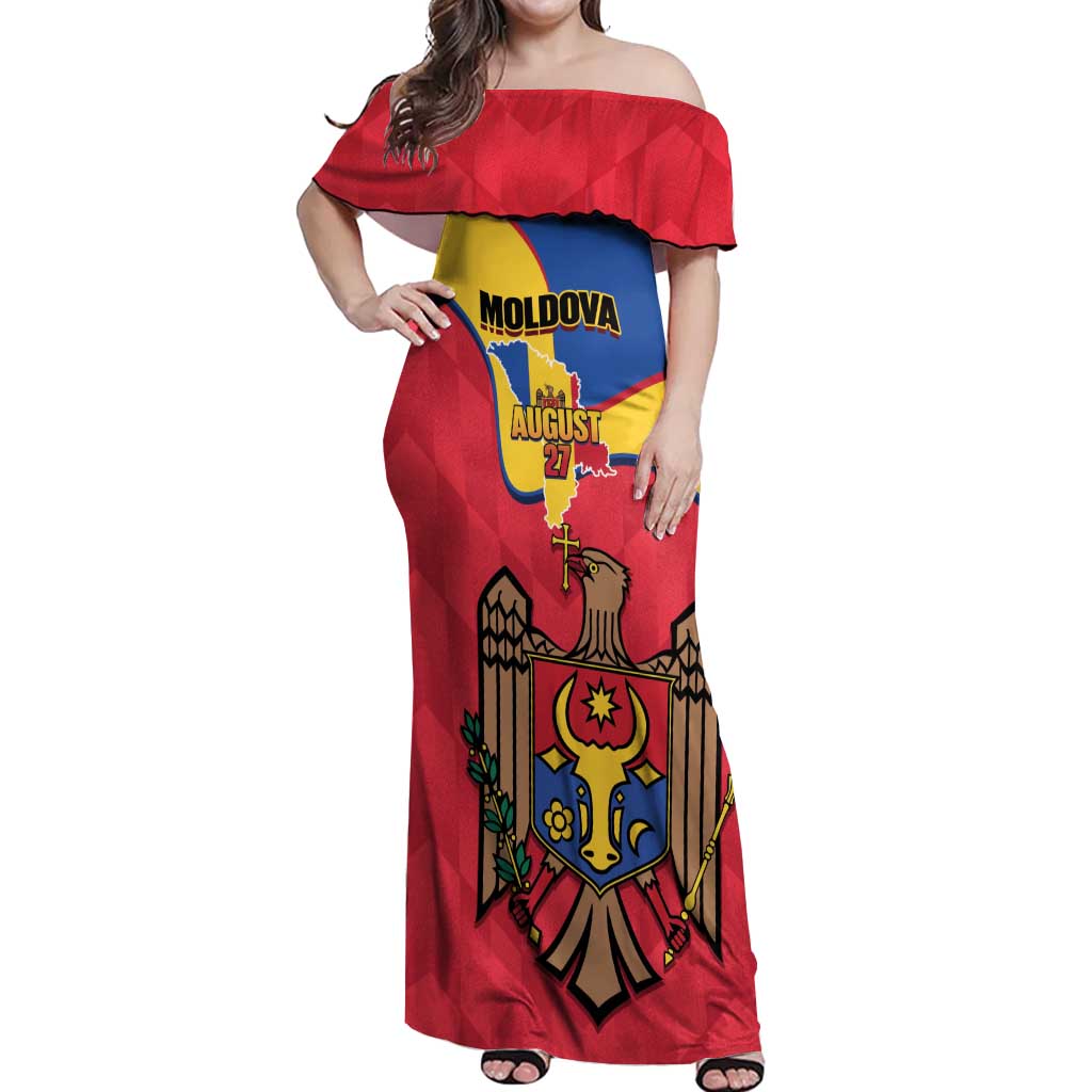 Moldova Independence Day Off Shoulder Maxi Dress August 27 One People One Nation - Wonder Print Shop