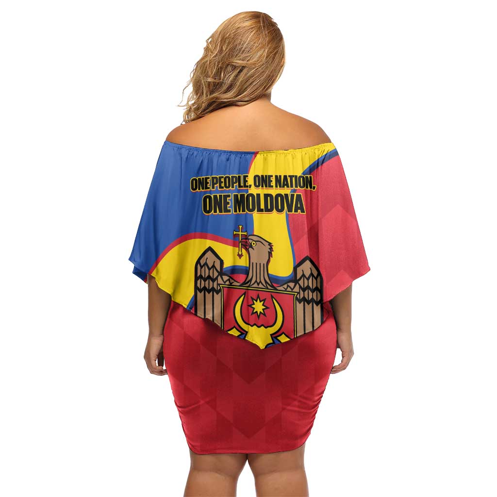 Moldova Independence Day Off Shoulder Short Dress August 27 One People One Nation - Wonder Print Shop