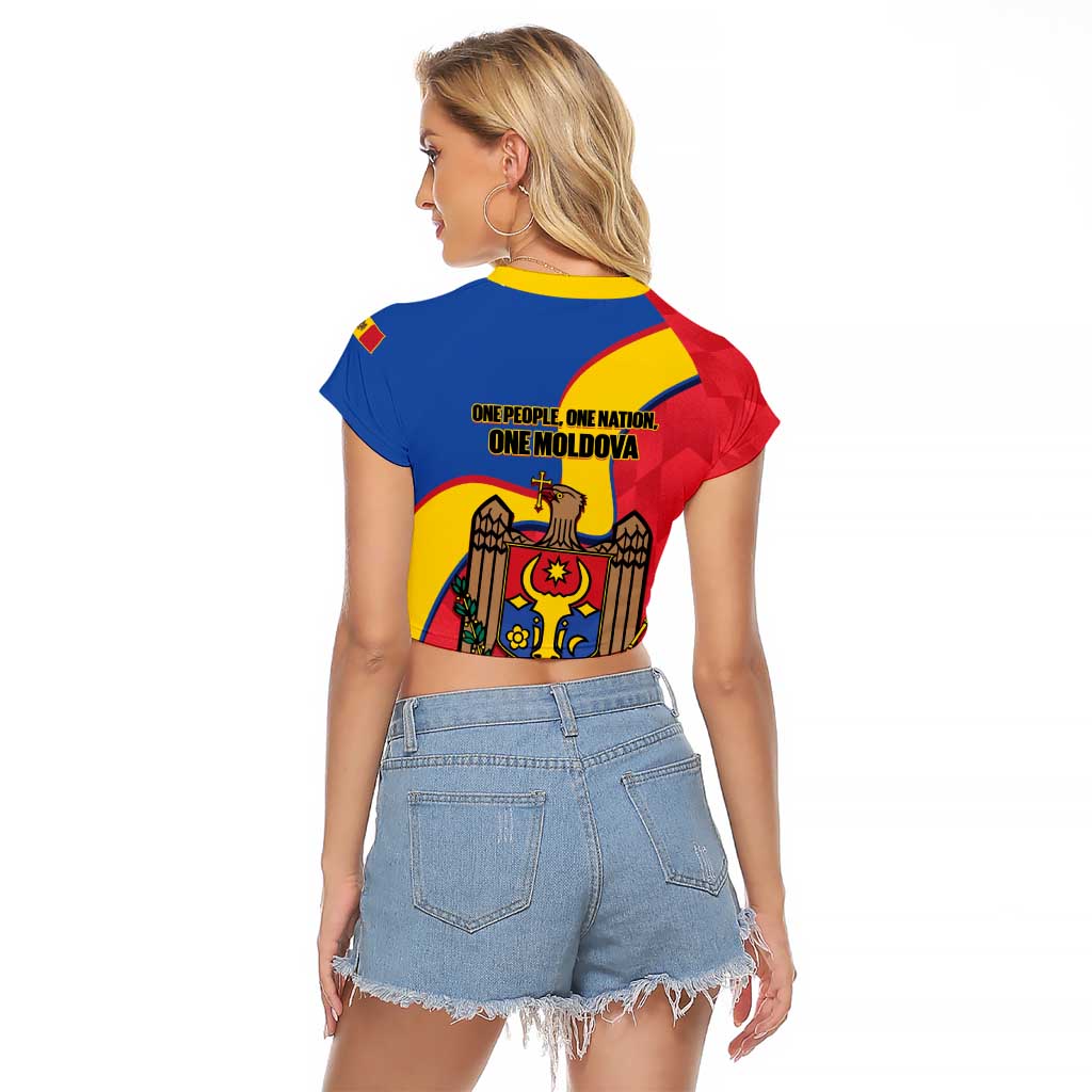 Moldova Independence Day Raglan Cropped T Shirt August 27 One People One Nation - Wonder Print Shop