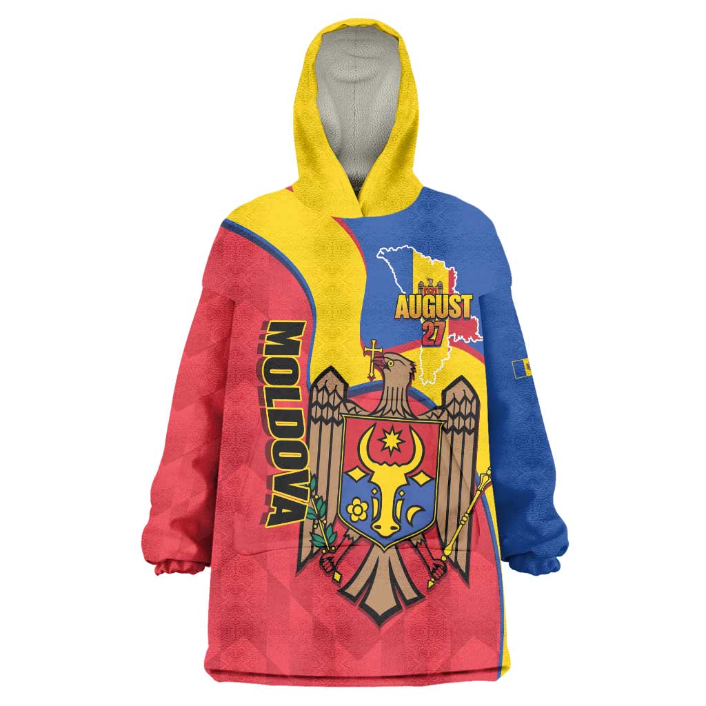 Moldova Independence Day Wearable Blanket Hoodie August 27 One People One Nation - Wonder Print Shop