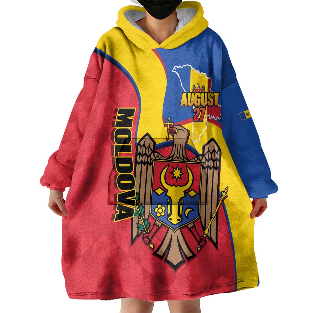 Moldova Independence Day Wearable Blanket Hoodie August 27 One People One Nation - Wonder Print Shop