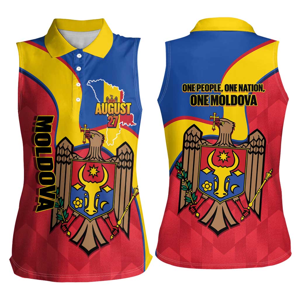 Moldova Independence Day Women Sleeveless Polo Shirt August 27 One People One Nation - Wonder Print Shop