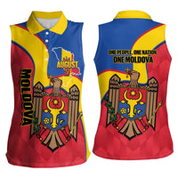 Moldova Independence Day Women Sleeveless Polo Shirt August 27 One People One Nation - Wonder Print Shop