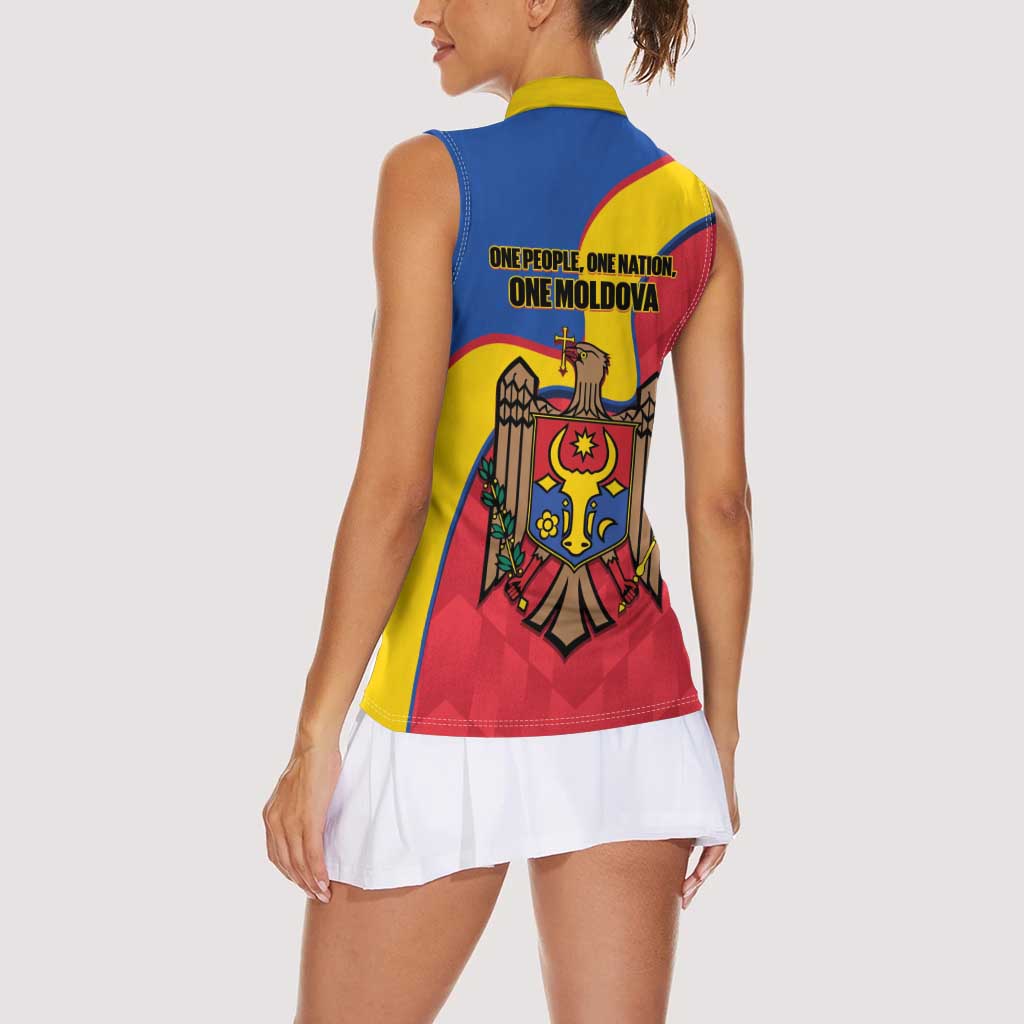 Moldova Independence Day Women Sleeveless Polo Shirt August 27 One People One Nation - Wonder Print Shop