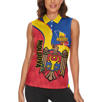 Moldova Independence Day Women Sleeveless Polo Shirt August 27 One People One Nation - Wonder Print Shop