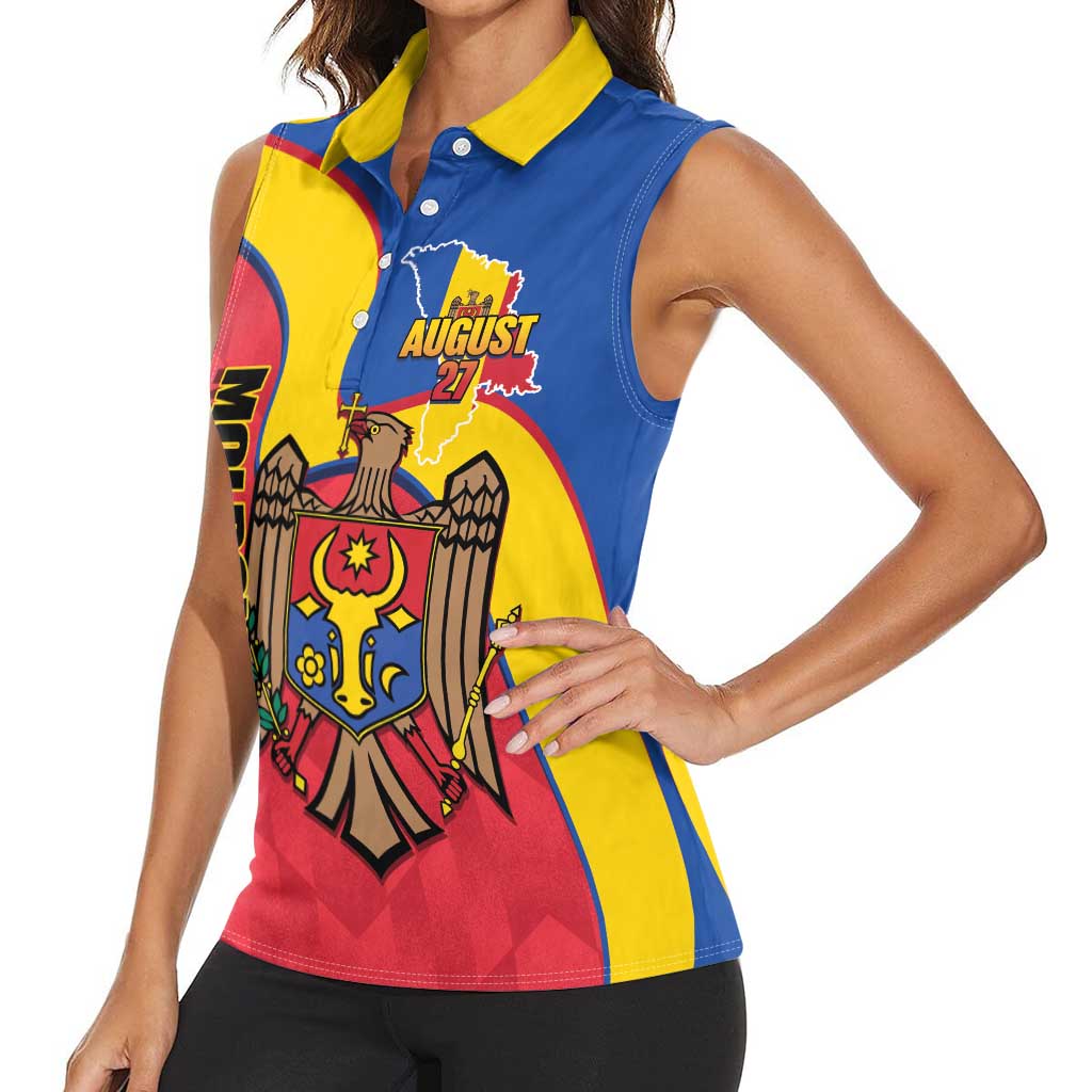 Moldova Independence Day Women Sleeveless Polo Shirt August 27 One People One Nation - Wonder Print Shop