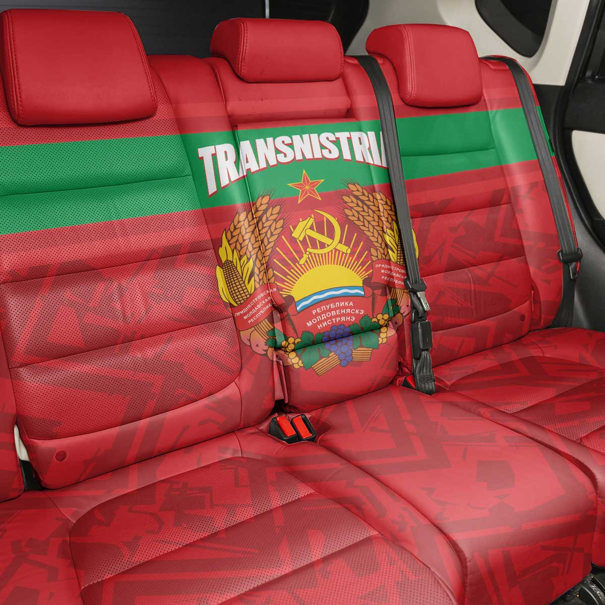 Transnistria Independence Day Back Car Seat Cover Coat Of Arms Flag Style - Wonder Print Shop
