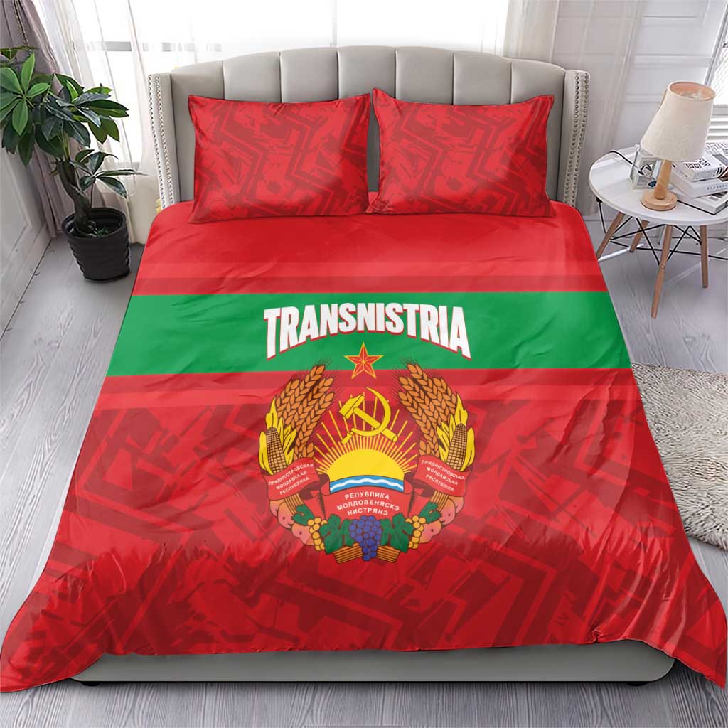 Transnistria Independence Day Bedding Set Coat Of Arms Flag Style - Wonder Print Shop