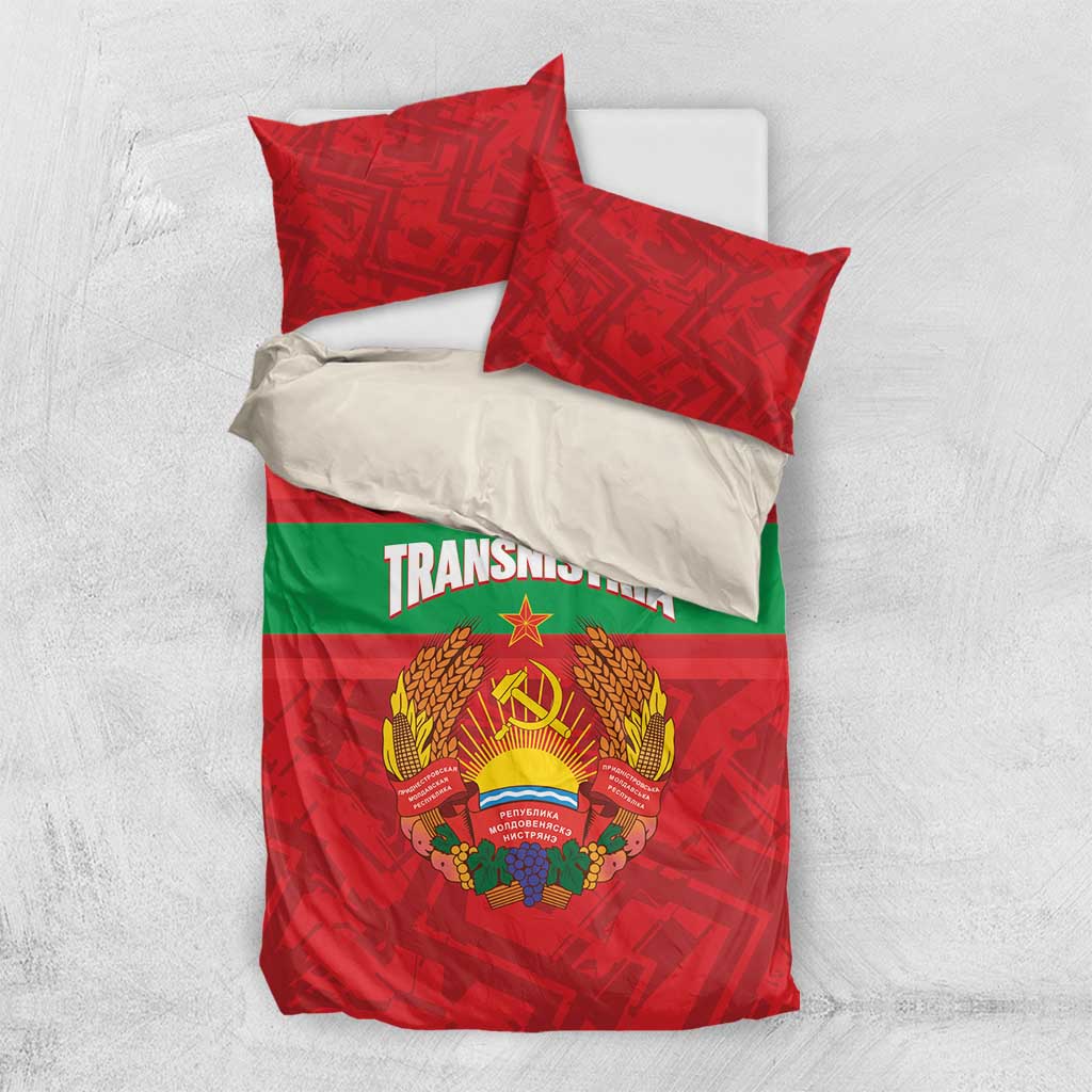 Transnistria Independence Day Bedding Set Coat Of Arms Flag Style - Wonder Print Shop
