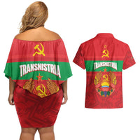 Transnistria Independence Day Couples Matching Off Shoulder Short Dress and Hawaiian Shirt Coat Of Arms Flag Style - Wonder Print Shop