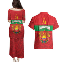 Transnistria Independence Day Couples Matching Puletasi and Hawaiian Shirt Coat Of Arms Flag Style - Wonder Print Shop