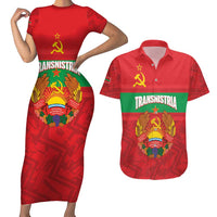 Transnistria Independence Day Couples Matching Short Sleeve Bodycon Dress and Hawaiian Shirt Coat Of Arms Flag Style - Wonder Print Shop
