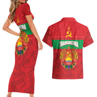 Transnistria Independence Day Couples Matching Short Sleeve Bodycon Dress and Hawaiian Shirt Coat Of Arms Flag Style - Wonder Print Shop