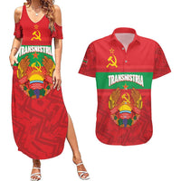 Transnistria Independence Day Couples Matching Summer Maxi Dress and Hawaiian Shirt Coat Of Arms Flag Style - Wonder Print Shop