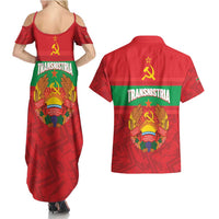Transnistria Independence Day Couples Matching Summer Maxi Dress and Hawaiian Shirt Coat Of Arms Flag Style - Wonder Print Shop