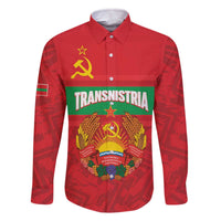 Transnistria Independence Day Family Matching Off The Shoulder Long Sleeve Dress and Hawaiian Shirt Coat Of Arms Flag Style - Wonder Print Shop