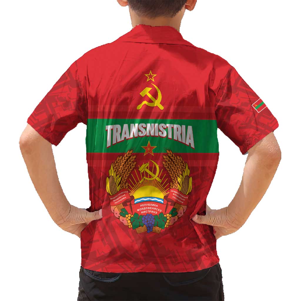 Transnistria Independence Day Family Matching Off Shoulder Maxi Dress and Hawaiian Shirt Coat Of Arms Flag Style - Wonder Print Shop